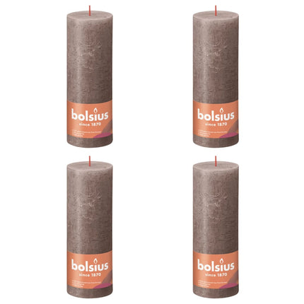 Bolsius Rustika blockljus 4-pack 190x68 mm rustik taupe