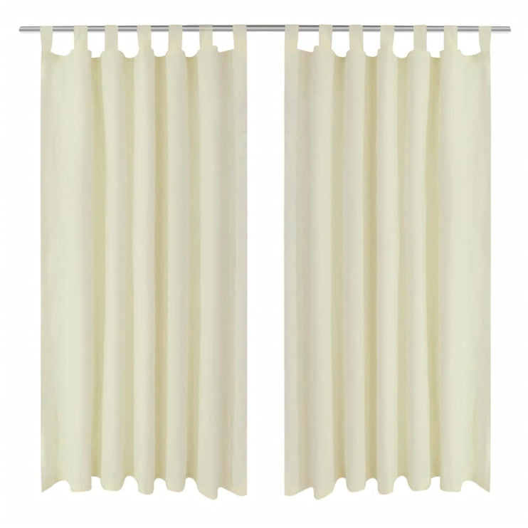 2-pack gardiner med öglor i gräddvit microsatin 140 x 245 cm