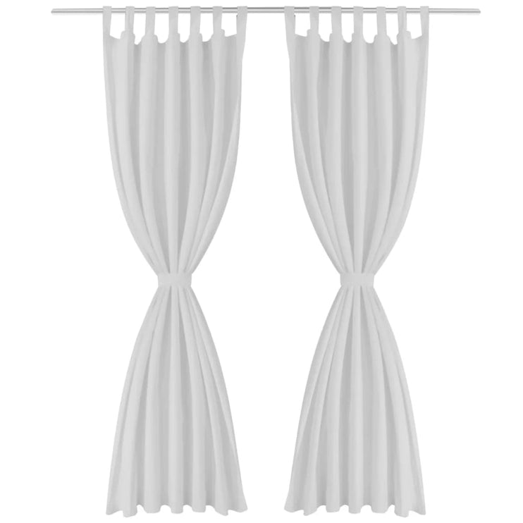 2-pack gardiner med öglor i vit microsatin 140 x 175 cm