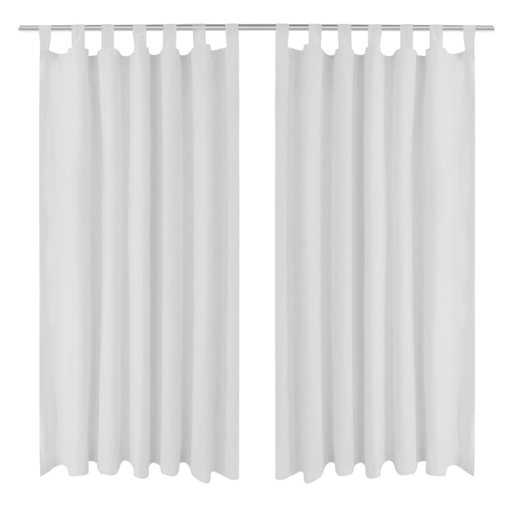 2-pack gardiner med öglor i vit microsatin 140 x 225 cm