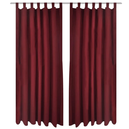 2-pack gardiner med öglor i vinröd microsatin 140 x 175 cm