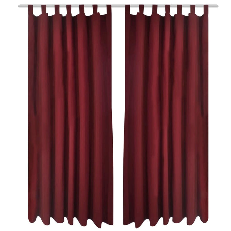 2-pack gardiner med öglor i vinröd microsatin 140 x 245 cm