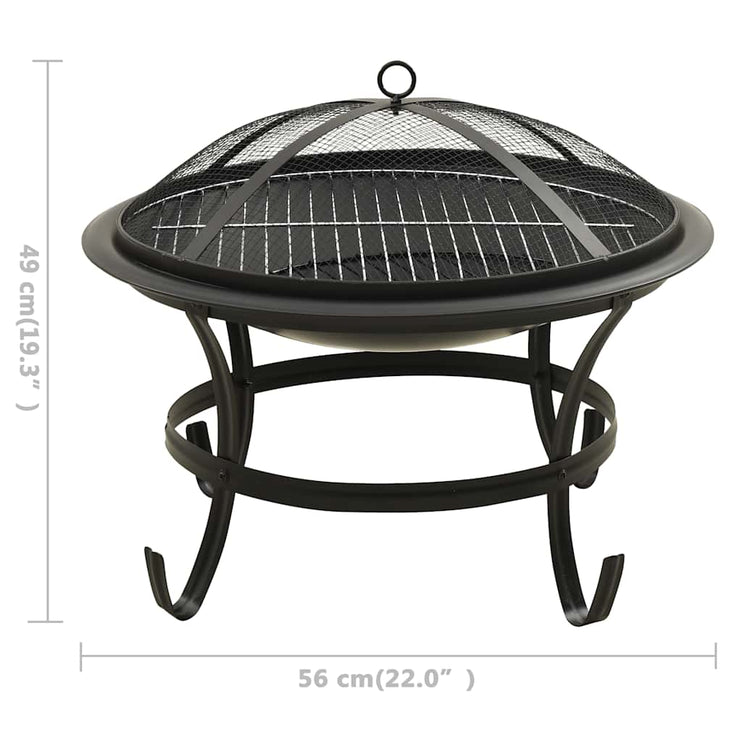 2-i-1 Eldstad med grill och eldgaffel 56x56x49 cm stål