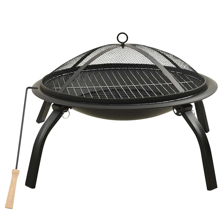 2-i-1 Eldstad med grill och eldgaffel 56x56x49 cm stål