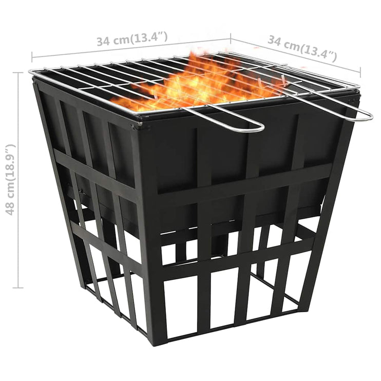 2-i-1 Eldstad och grill 34x34x48 cm stål