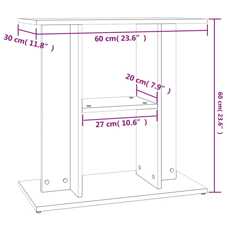 Akvariebänk rökfärgad ek 60x30x60 cm konstruerat trä