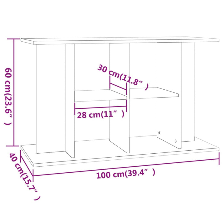 Akvariebänk vit 100x40x60 cm konstruerat trä