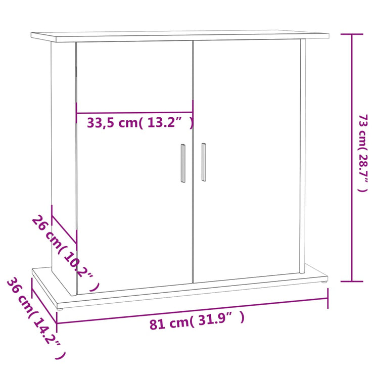 Akvariebänk vit 81x36x73 cm konstruerat trä