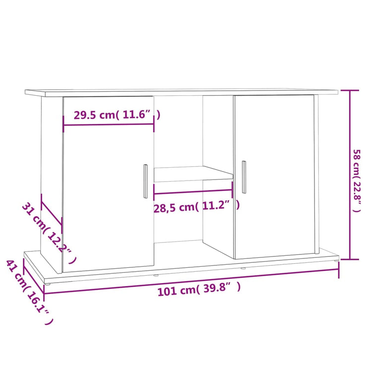 Akvariebänk vit 101x41x58 cm konstruerat trä