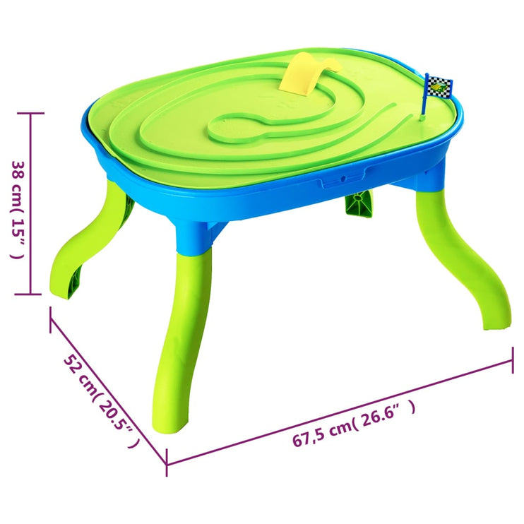 vidaXL 3-i-1 Sand- och vattenbord 67,5x52x38 cm polypropen