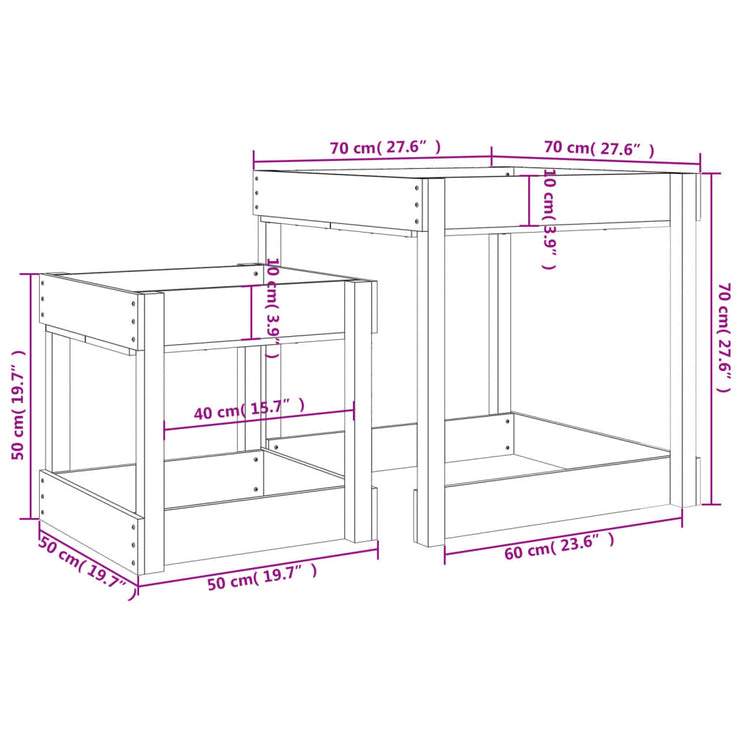 Sandbord 2 st vit massiv furu