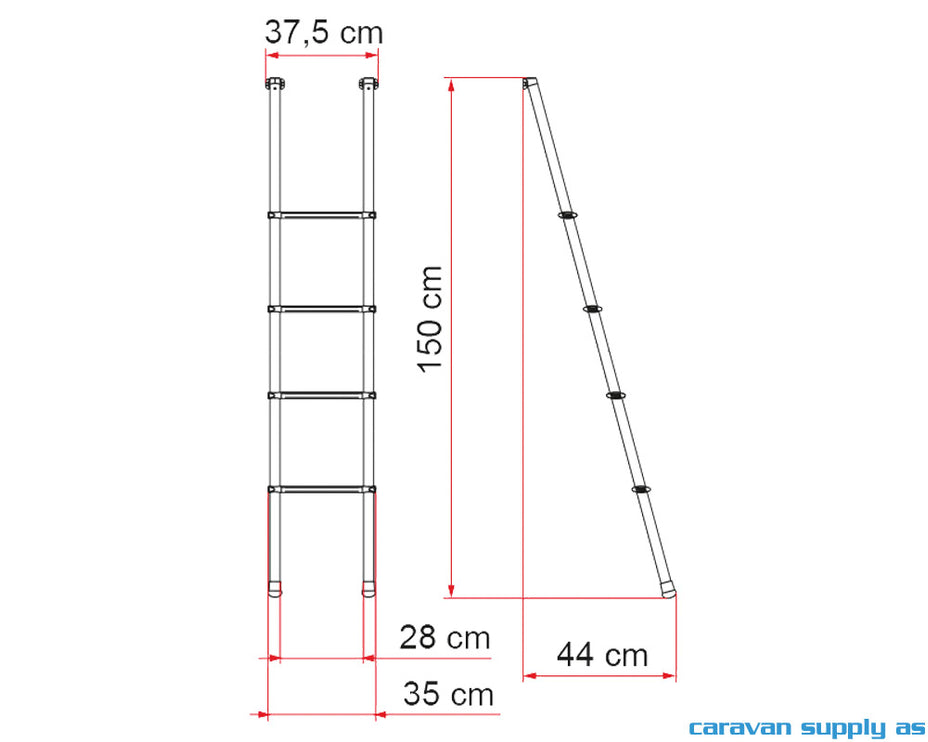 Fiamma Tikapuut 4 askelmaa Deluxe 4B H:150cm