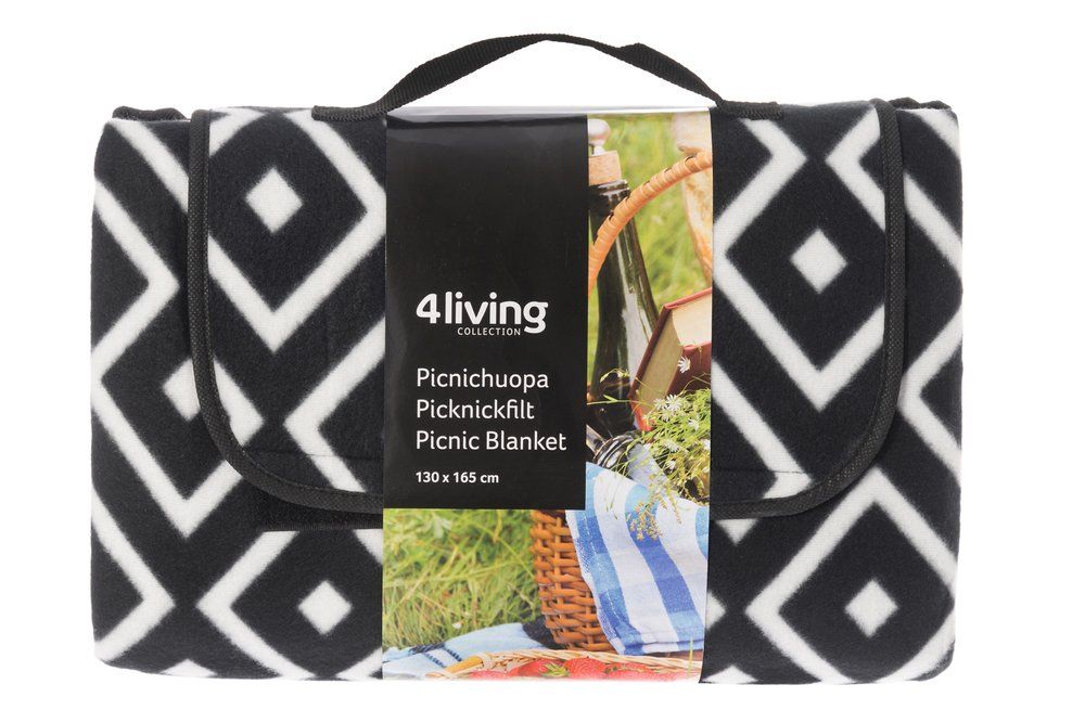 4Living Piknik-huopa Fiona 130x165 cm musta